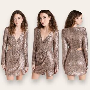 Jonathan Simkhai Conrad Hammered Sequins Blazer Mini Dress Latte 2 Women’s
